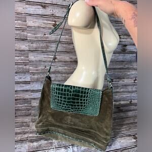 Paravidino Olive Suede Tote Purse Bag